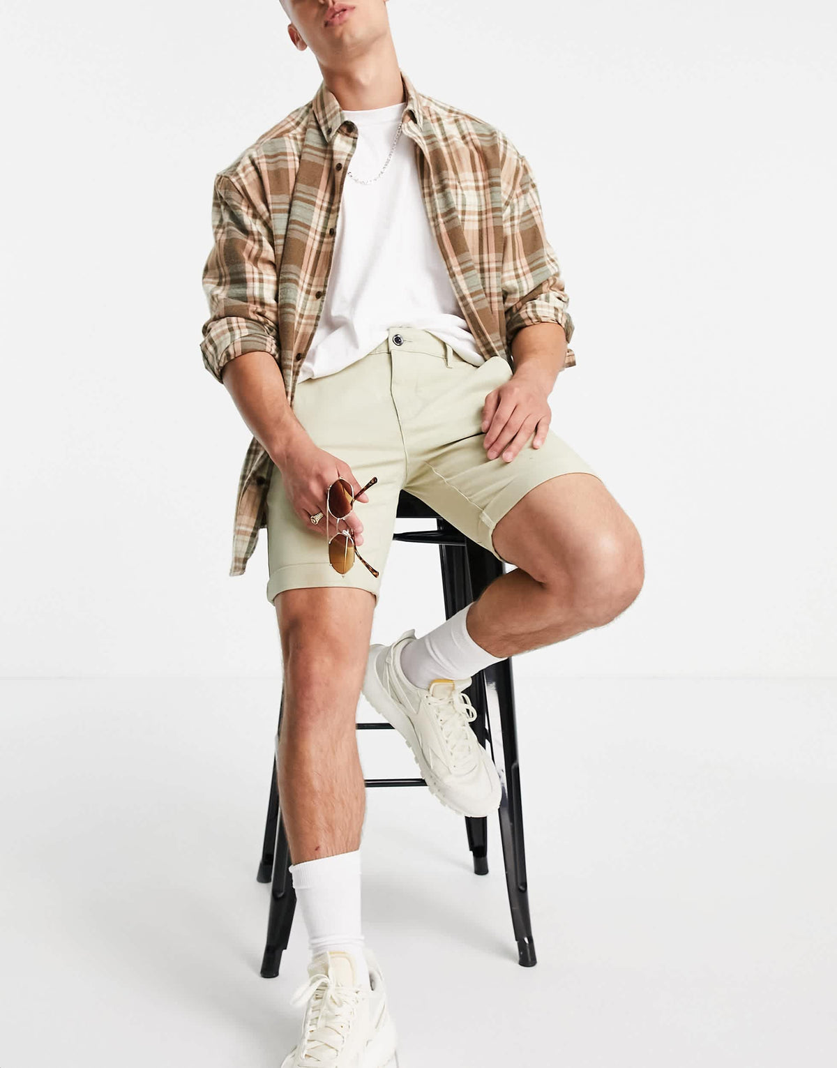 Topman chino skinny short in stone 