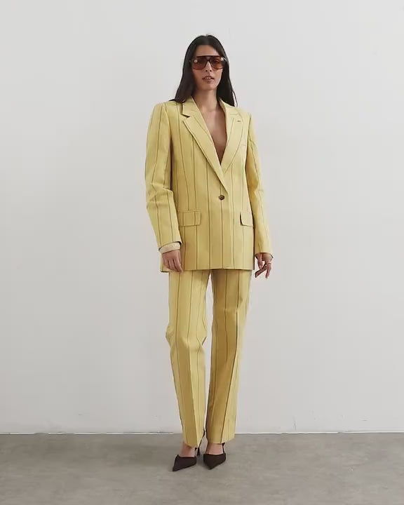 Topshop co ord occasion stripe clean front trouser in yellow