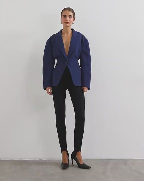 Topshop cinch waist blazer in navy