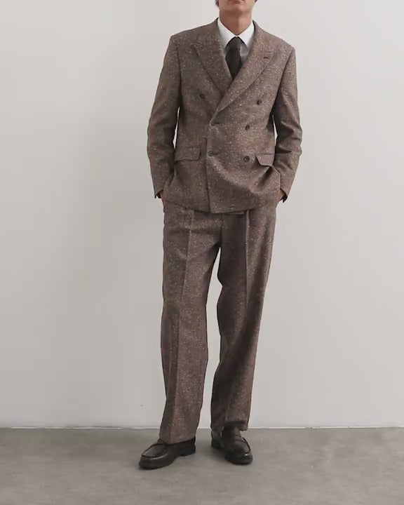 Topman wide leg textured trouser with pleats in brown