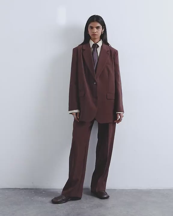 Topshop co ord mid rise clean straight trouser in chocolate
