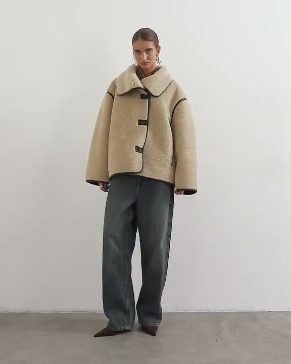 Topshop throw on shearling fleece in tan