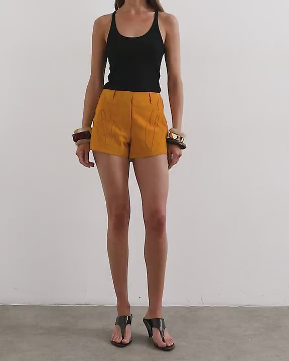 Topshop real suede patch micro short in orange