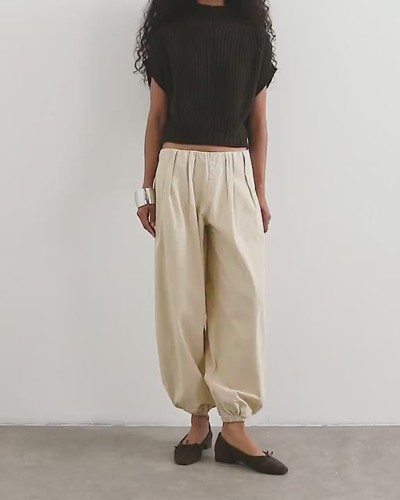 Topshop poplin balloon trouser in cream