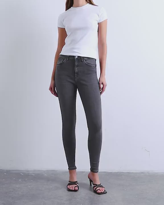 Topshop high rise skinny jean in washed black