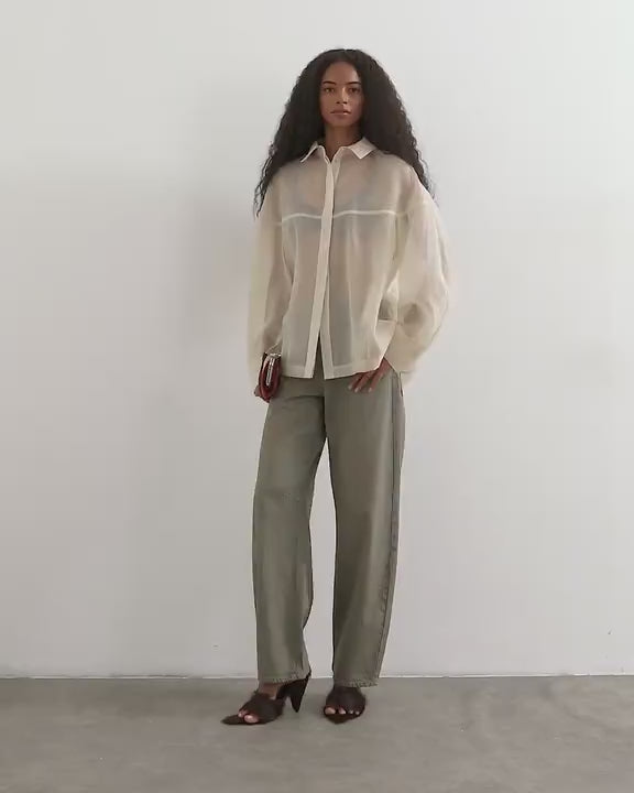 Topshop organza shirt in oyster
