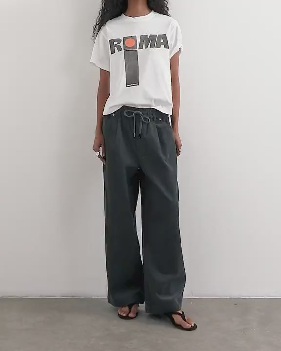 Topshop cord wide leg pull on trouser in grey