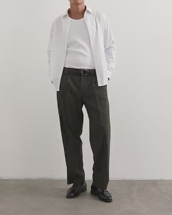 Topman wide leg pinstripe trousers in dark green