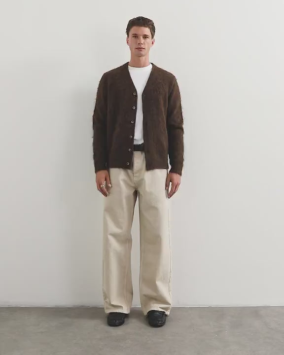 Topman classic fit brushed knitted cardigan in brown
