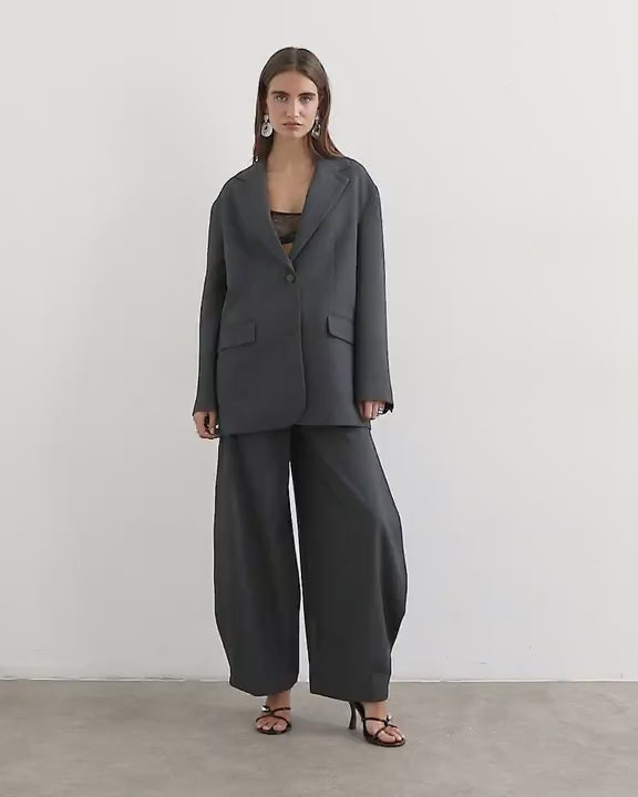 Topshop co ord ovoid side pleat trouser in grey
