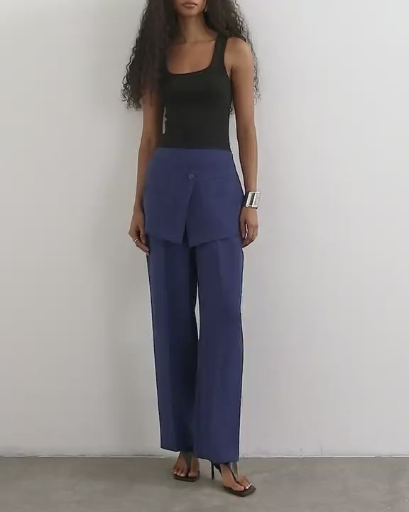 Topshop skirt detail tailored trouser in navy