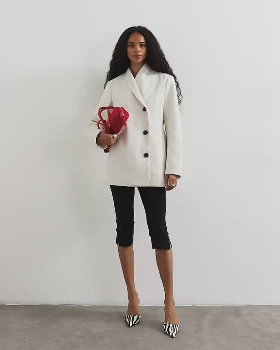 Topshop formal blazer coat in cream