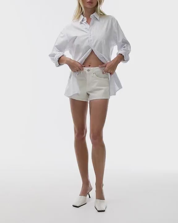 Topshop denim knicker short in bone white