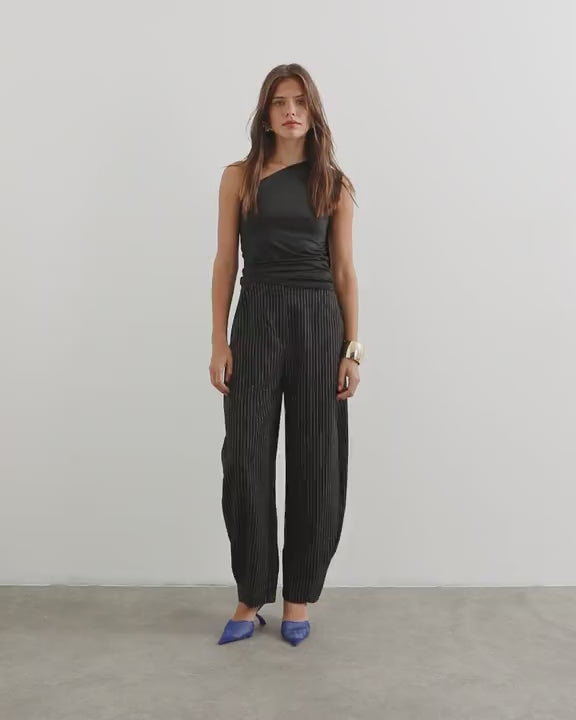 Topshop co ord stripe tailored pleat detail low rise trouser in black