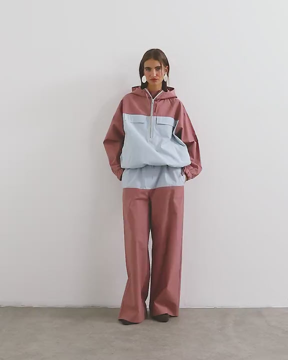 Topshop colour block bomber in blue and mauve 