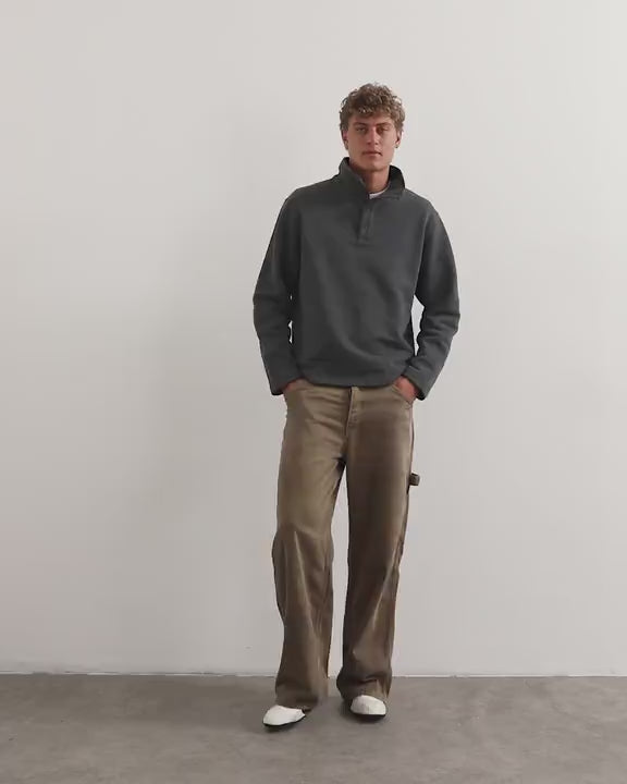 Topman classic fit funnel neck sweatshirt in washed black