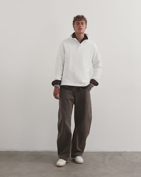 Topman classic fit funnel neck sweatshirt in washed ecru