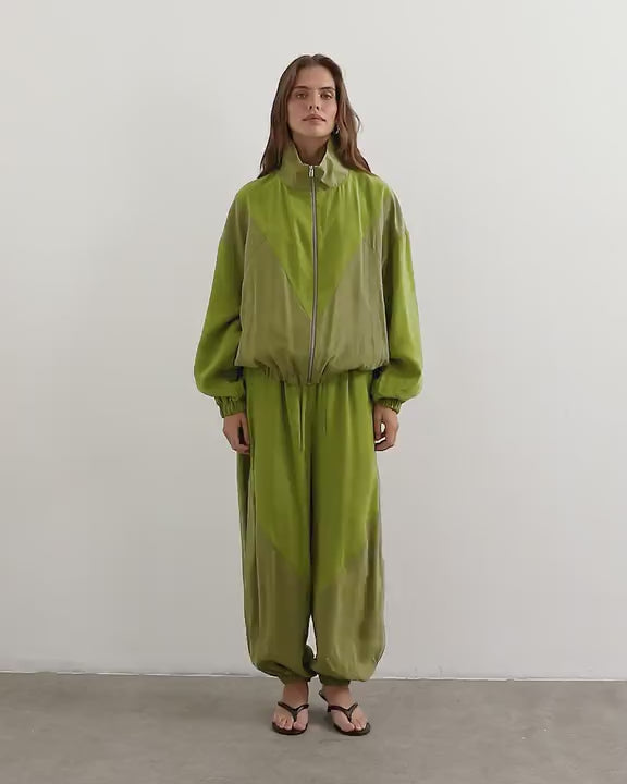 Topshop co ord colour block horseshoe trouser in green