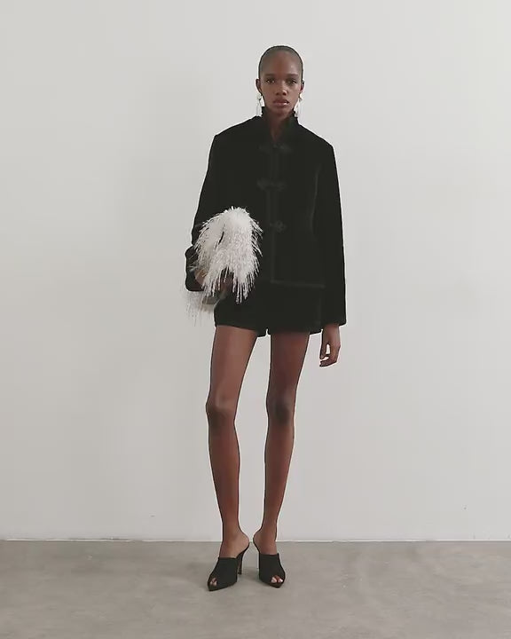 Topshop co ord velvet short in black