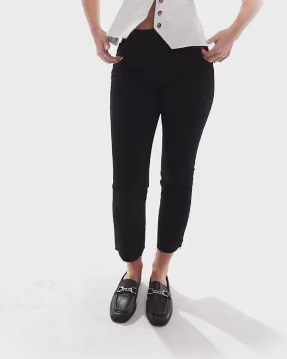 Topshop Hourglass mid rise straight cropped jean with raw hem in black