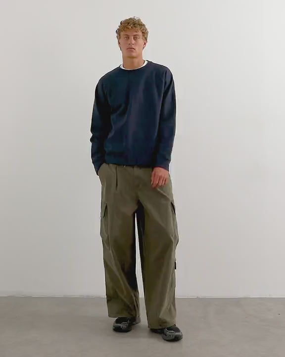Topman classic fit crop raglan sweatshirt with raw hem in navy