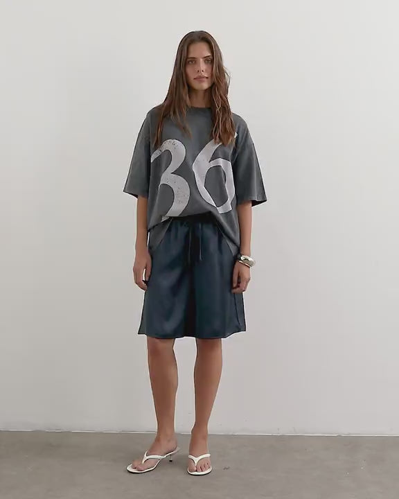 Topshop longline satin short in navy