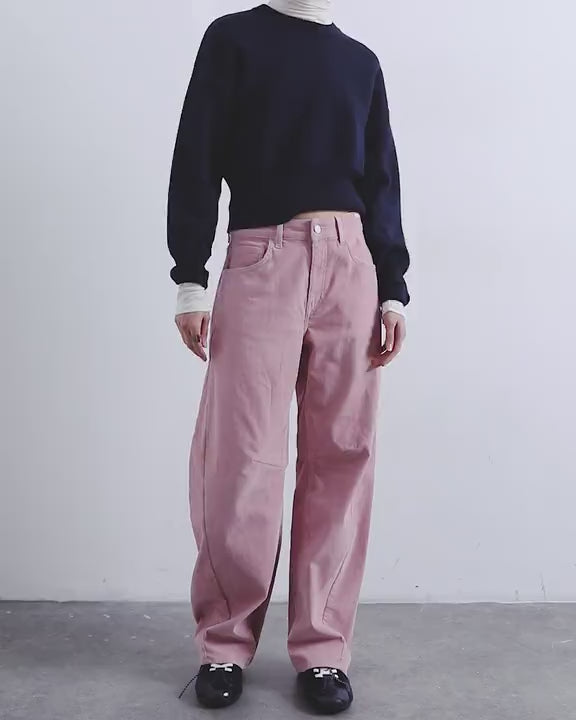 Topshop co ord velvet barrel leg seam detail trouser in pink