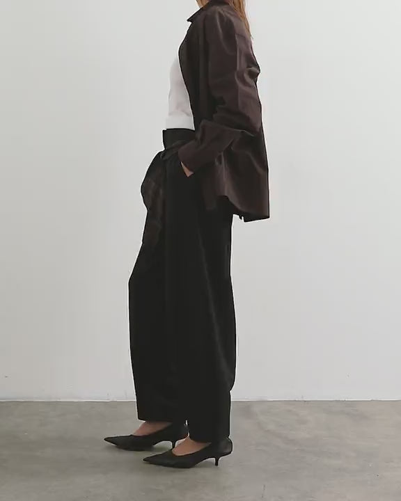 Topshop co ord contrast check wrap barrel trouser in brown