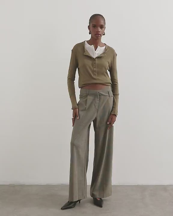 Topshop heritage check cross waistband trouser in camel