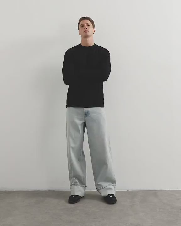 Topman classic fit long sleeve t-shirt in black