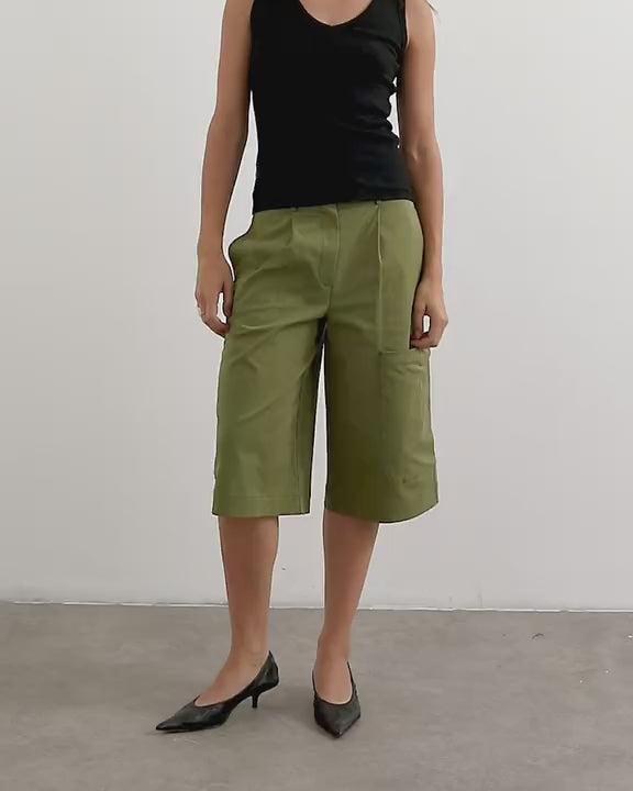 Topshop longline bermuda short in khaki
