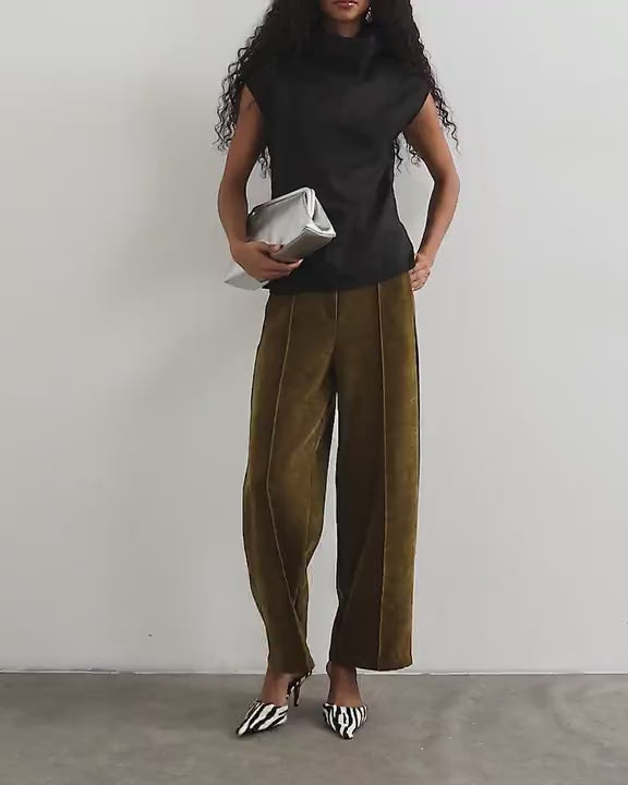 Topshop co-ord velvet trousers in green