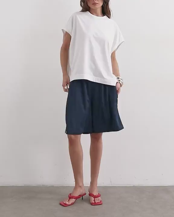 Topshop sport stripe detail shorts in navy