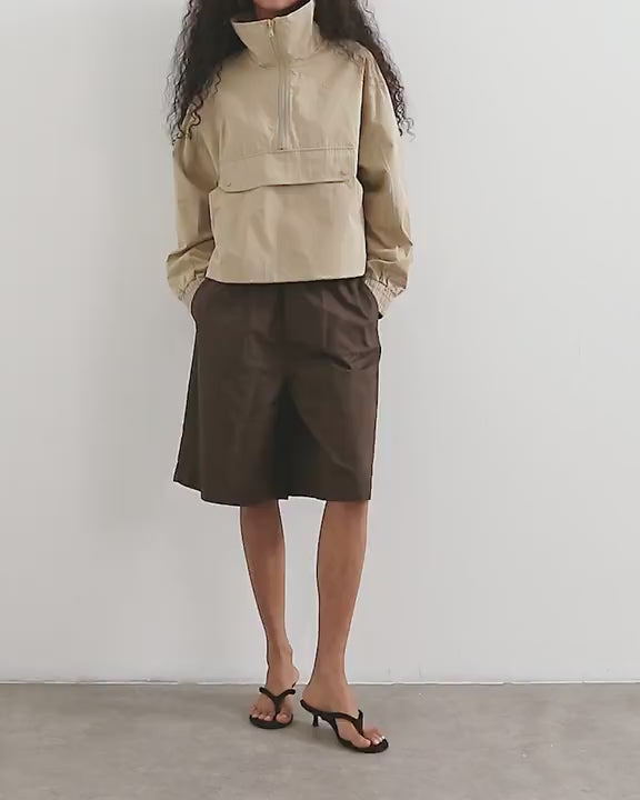Topshop ripstop short with toggle detail in brown