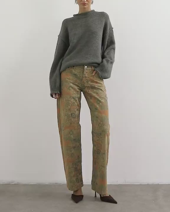 Topshop Ember low rise straight jean in jacquard