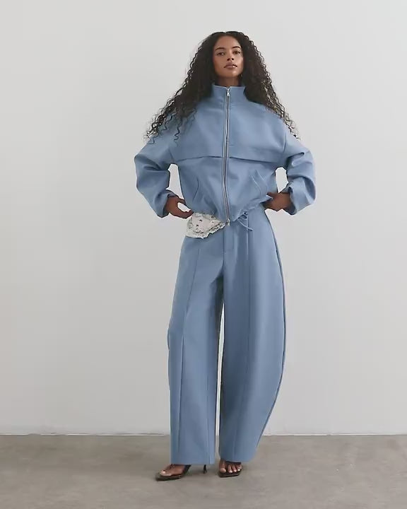 Topshop co ord barrel leg trouser in blue