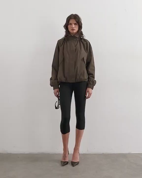 Topshop techy drawcord waist jacket in brown