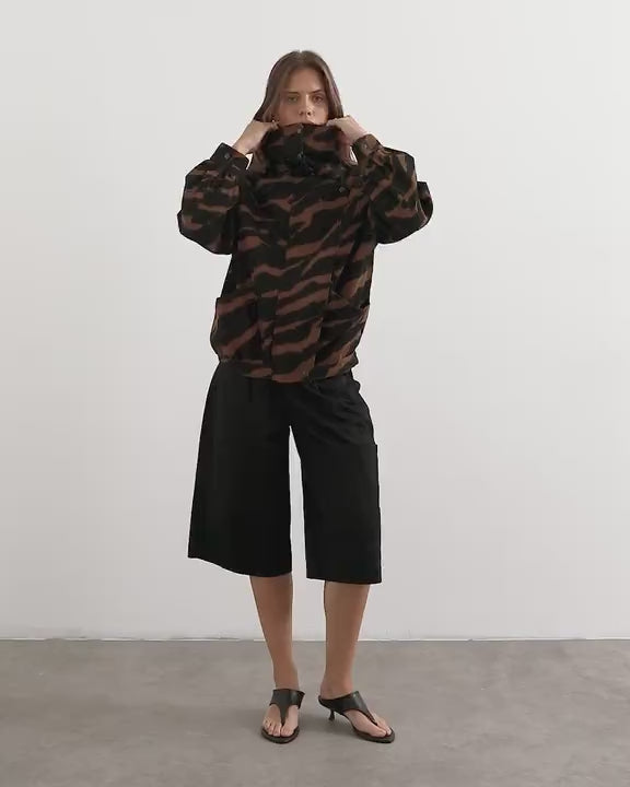 Topshop padded denim bomber jacket in zebra 