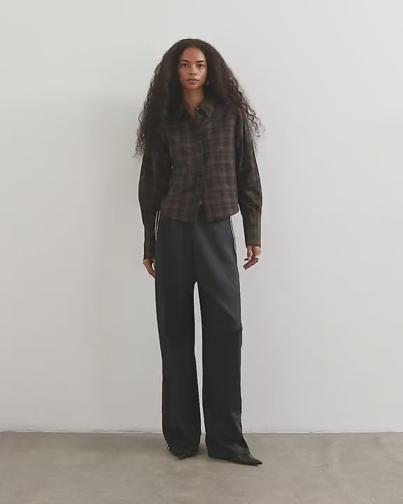Topshop co ord cinch check shirt in brown
