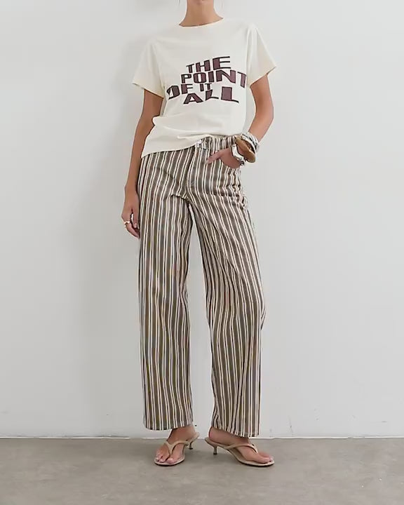 Topshop Cinch low rise relaxed jean in tobacco and colbalt stripe
