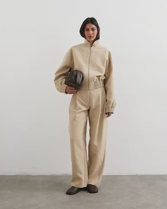 Topshop co ord funnel neck jacket in sand