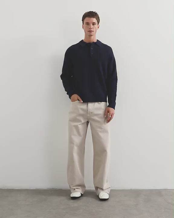 Topman classic fit knitted polo in navy