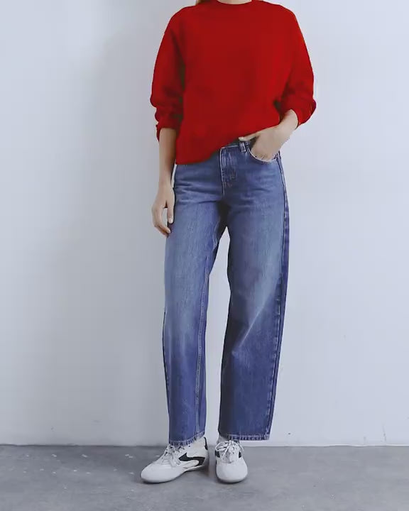 Topshop Cinch low rise relaxed jean in vintage blue