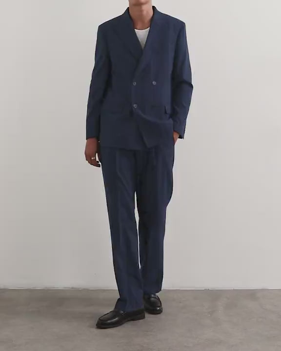 Topman relaxed fit pinstripe trousers in navy