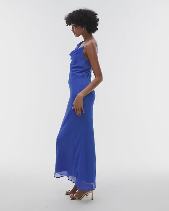 Tophop flutter sleeve midi occasion in cobalt chiffon