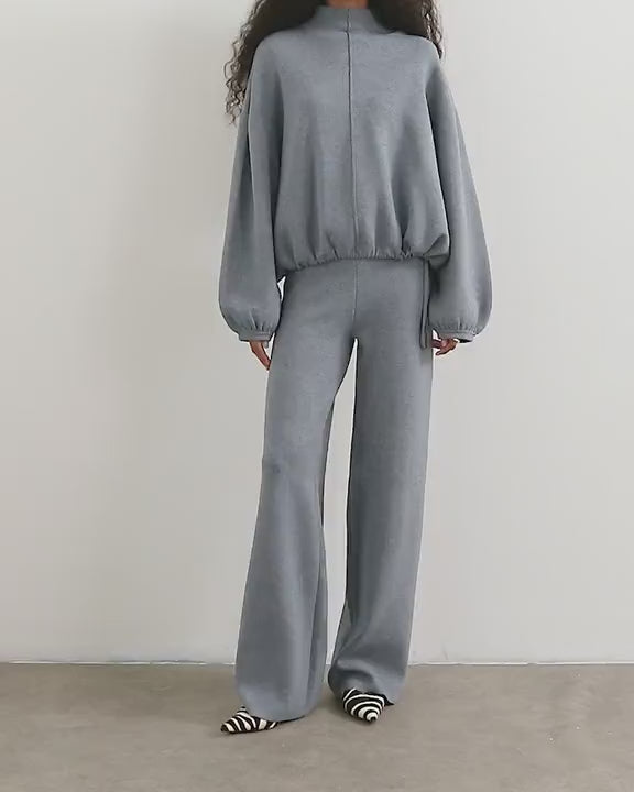 Topshop knitted co-ord tie detail trouser in grey