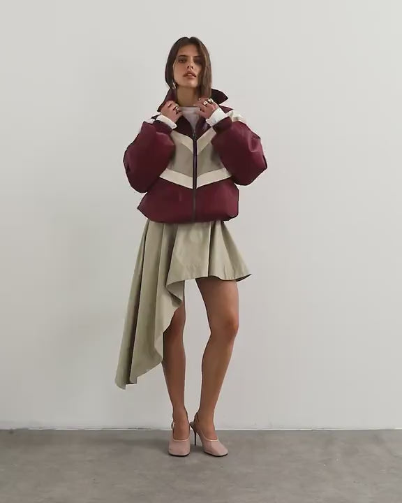 Topshop asymmetric mini skirt in stone