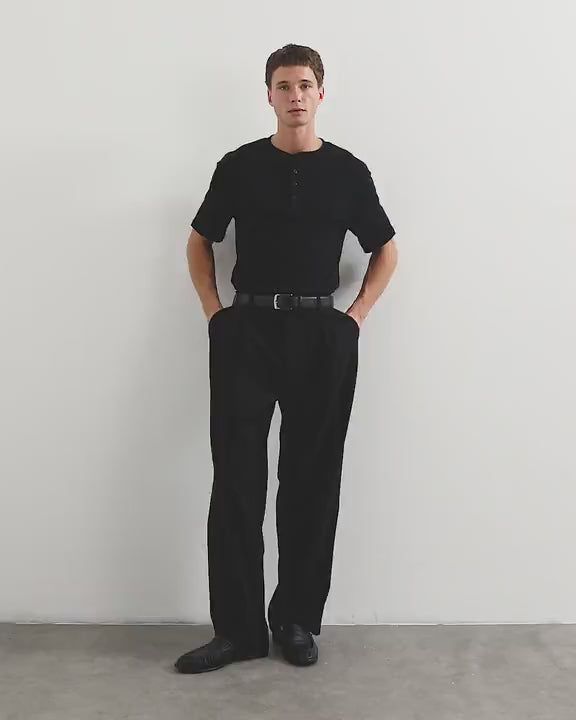 Topman slim fit rib henley t-shirt in black