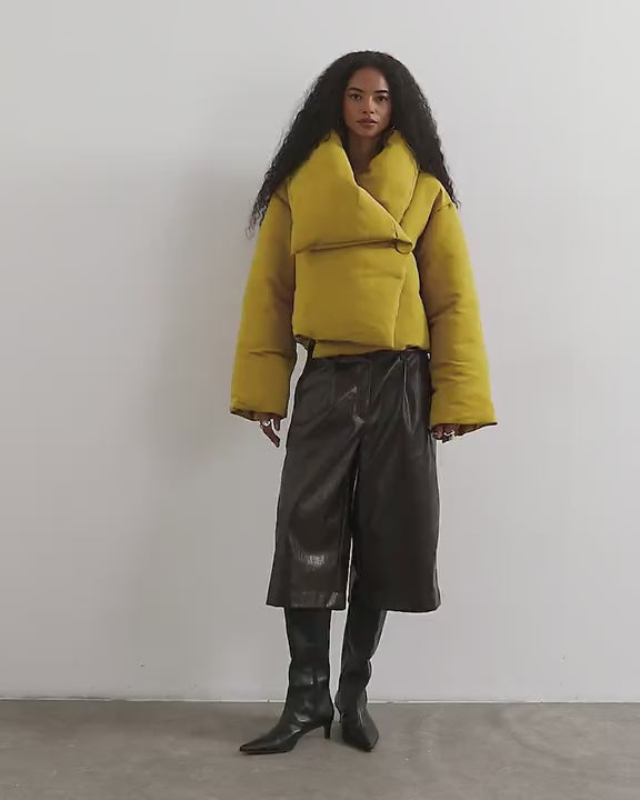 Topshop pillow puffer jacket in mustard