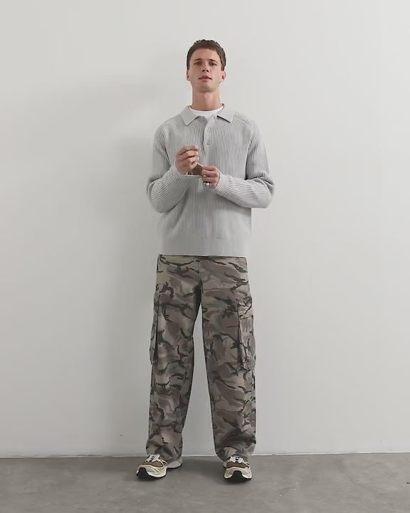 Topman classic fit knitted polo in grey